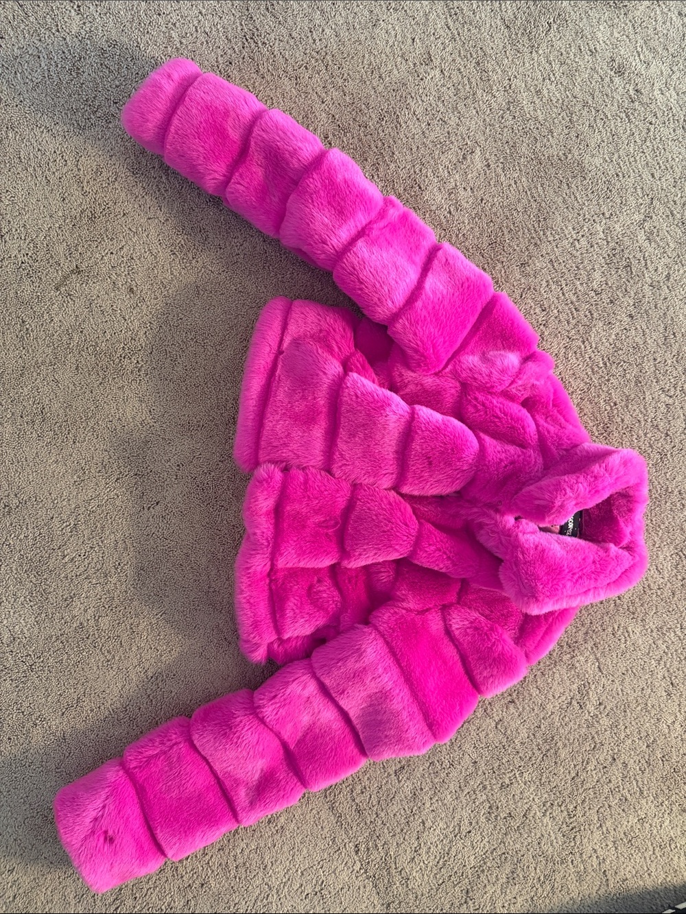 Girls' Hot Pink Faux Fur Puffer Jacket